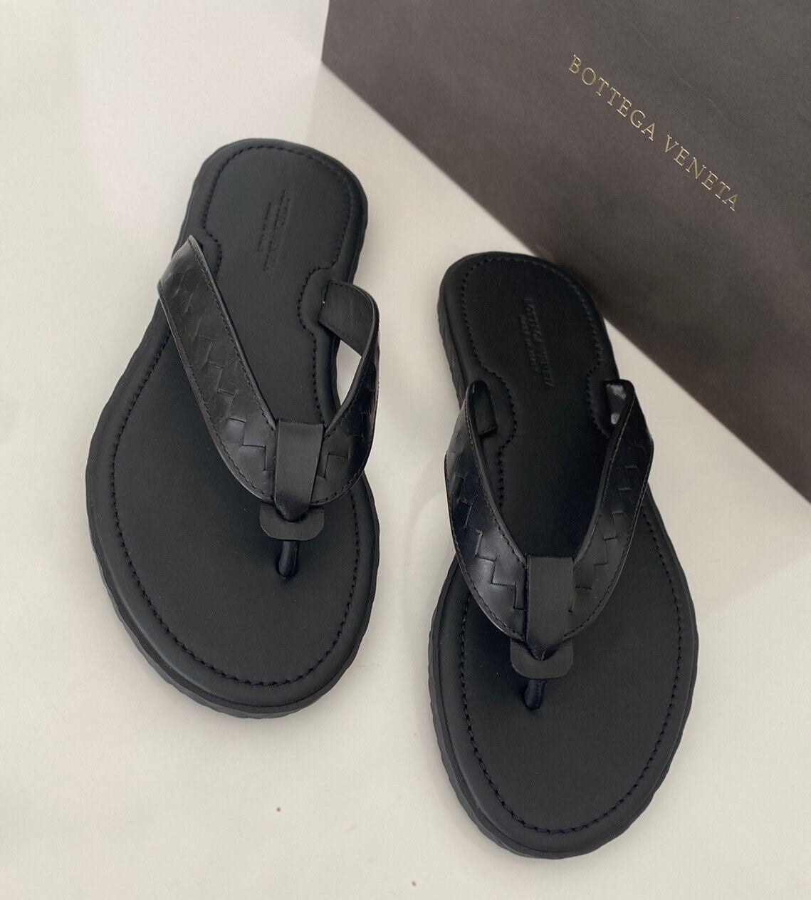 NIB $480 Bottega Veneta Men's Leather Black Sandals 7 US (40 Euro) 474942