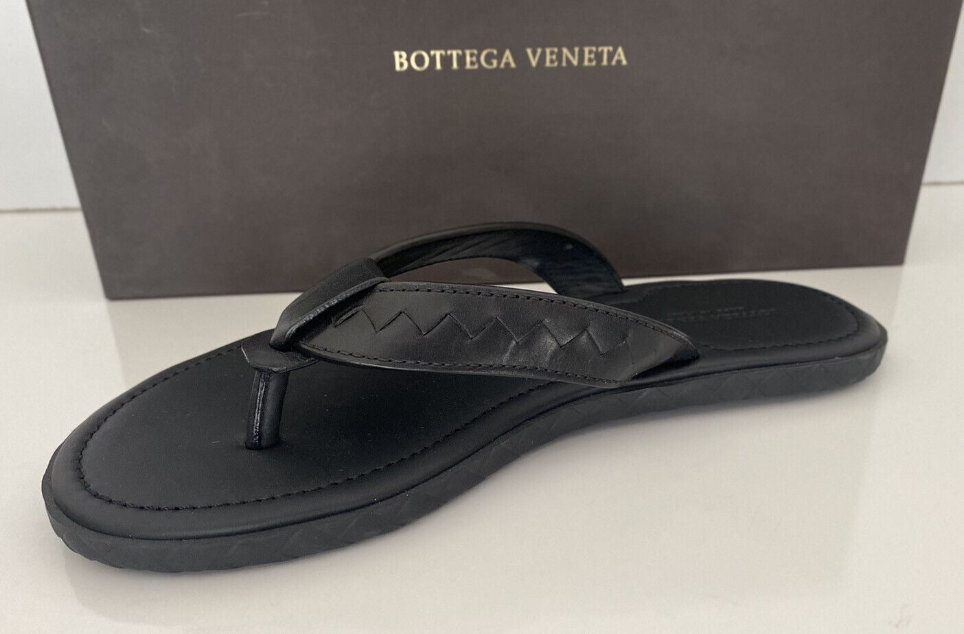 NIB $480 Bottega Veneta Men's Leather Black Sandals 7 US (40 Euro) 474942