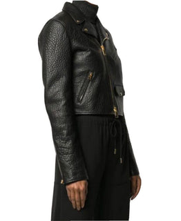 NWT $4250 Bottega Veneta Blouson Textured Leather Black Jacket 4 US (40) 572741