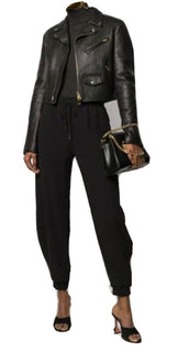 NWT $4250 Bottega Veneta Blouson Textured Leather Black Jacket 4 US (40) 572741