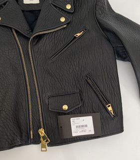 NWT $4250 Bottega Veneta Blouson Textured Leather Black Jacket 4 US (40) 572741
