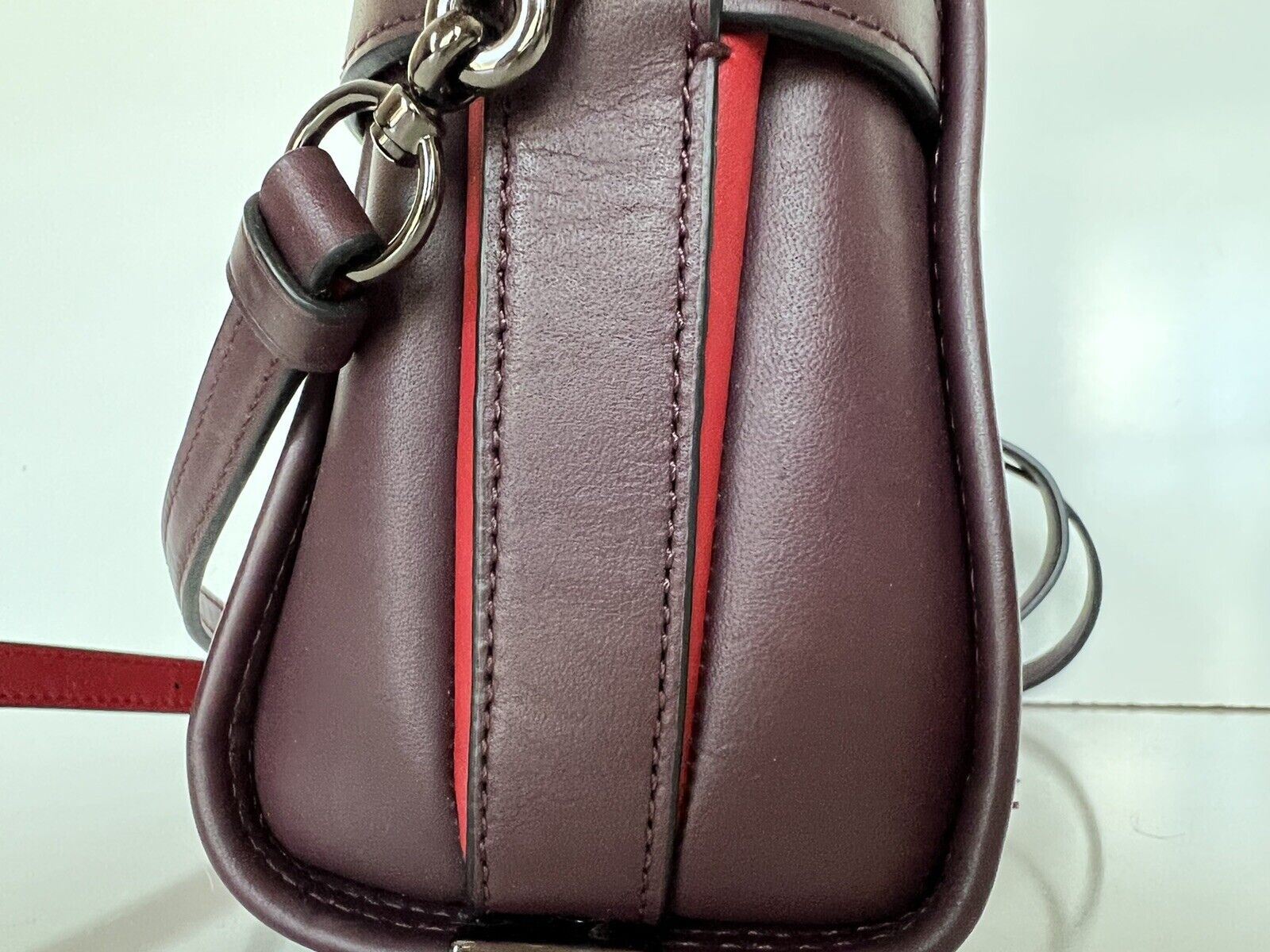 COACH Willow Floral Mercer Satchel Leather Burgundy Bag