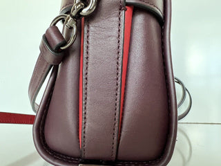 COACH Willow Floral Mercer Satchel Leder Burgunderrote Tasche 