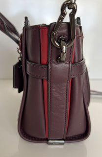 COACH Willow Floral Mercer Satchel Leder Burgunderrote Tasche 