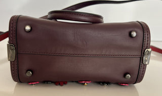 COACH Willow Floral Mercer Satchel Leder Burgunderrote Tasche 