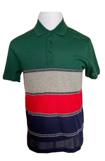 Neu mit Etikett: 650 $ Versace Blau gestreiftes maßgeschneidertes Baumwoll-Poloshirt Medium A84992