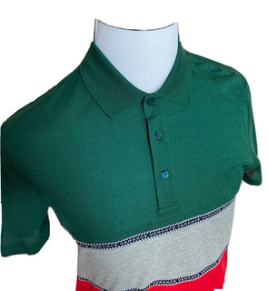 Neu mit Etikett: 650 $ Versace Blau gestreiftes maßgeschneidertes Baumwoll-Poloshirt Medium A84992