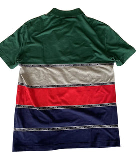 Neu mit Etikett: 650 $ Versace Blau gestreiftes maßgeschneidertes Baumwoll-Poloshirt Medium A84992