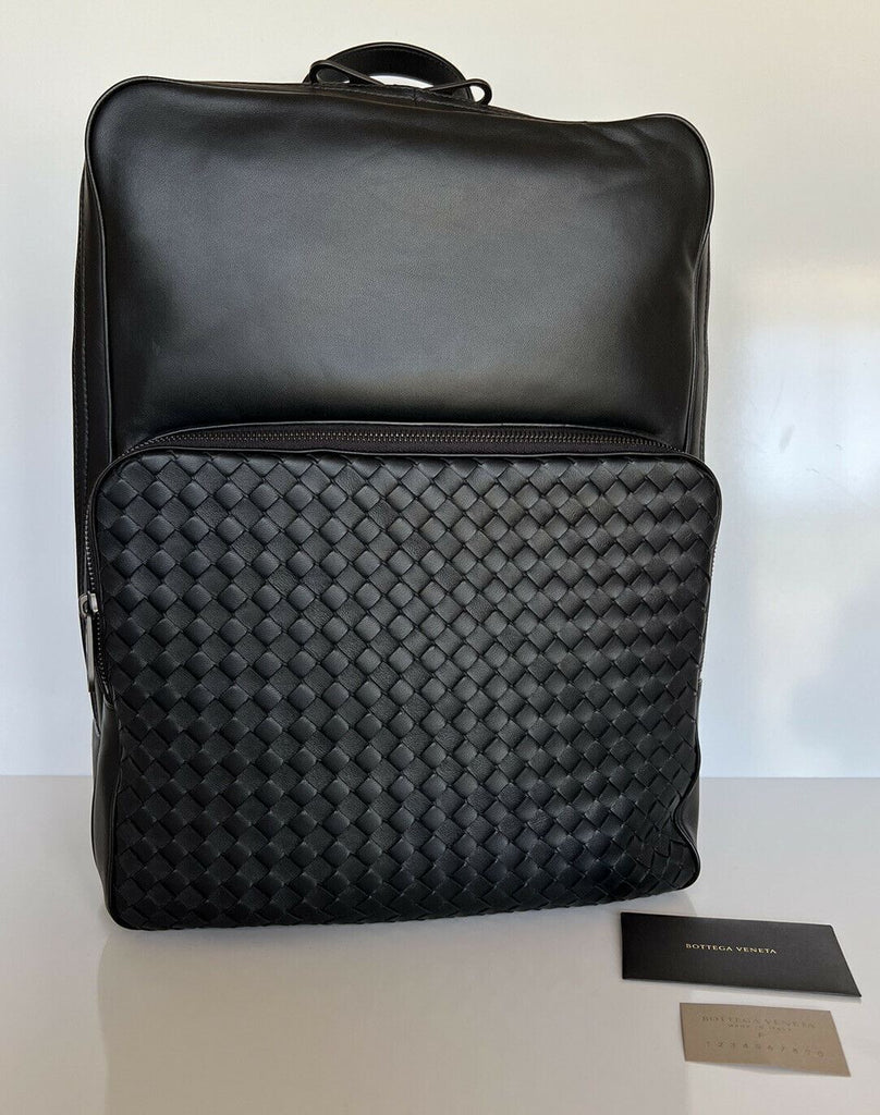 NWT 2870 $ Bottega Veneta Leder Intrecciato Rucksack Schwarz Hergestellt in Italien 493805 