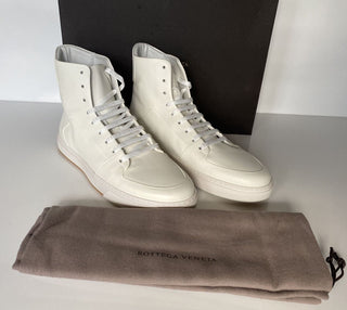 NIB $ 890 Bottega Veneta Speedster Leder Weiße High-Top-Sneaker12 US 611143