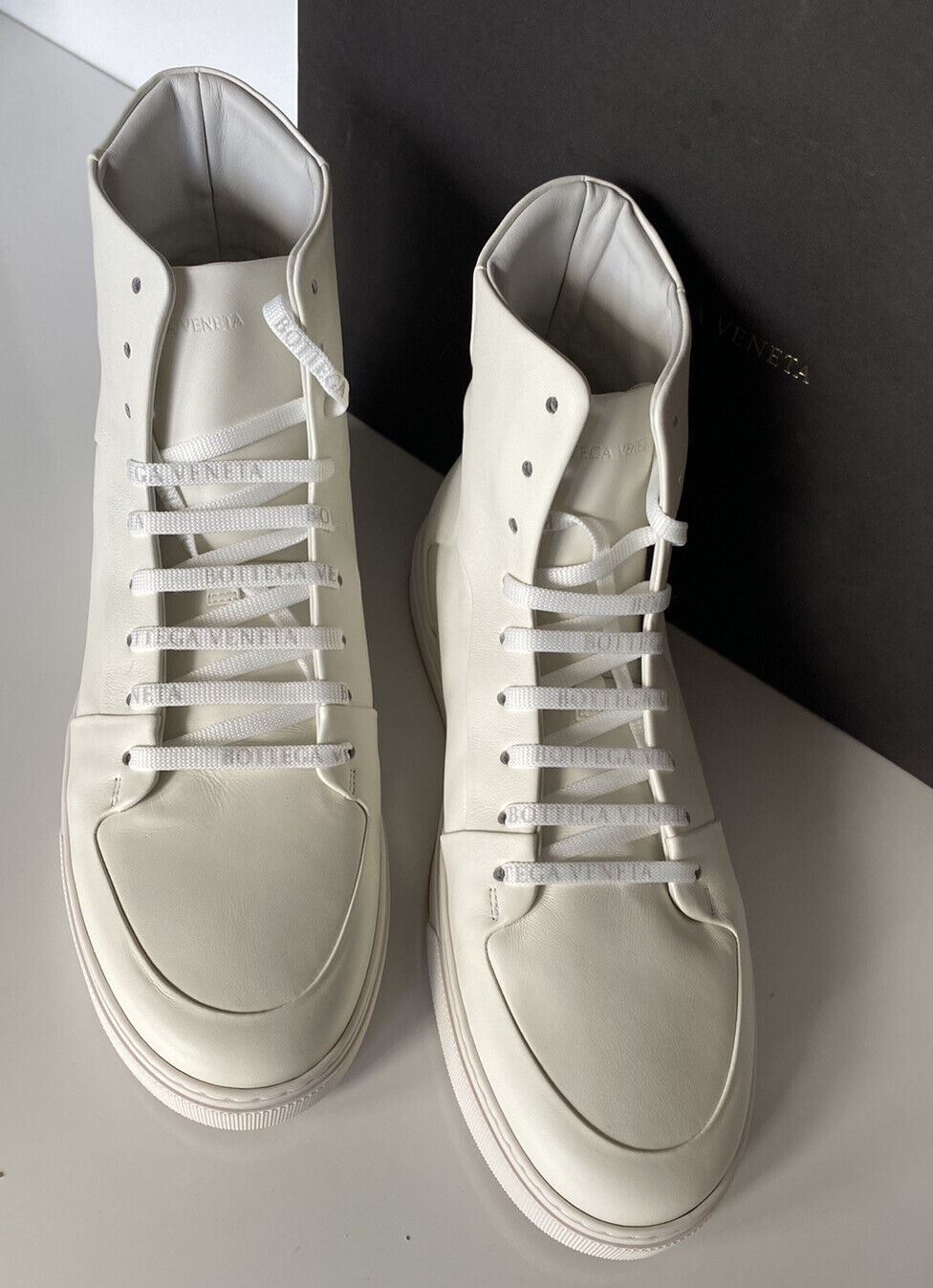 NIB $890 Bottega Veneta Speedster Leather White High-top Sneakers12 US 611143