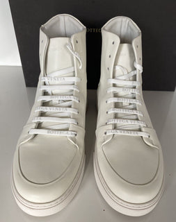 NIB $ 890 Bottega Veneta Speedster Leder Weiße High-Top-Sneaker12 US 611143