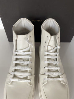 NIB $ 890 Bottega Veneta Speedster Leder Weiße High-Top-Sneaker12 US 611143