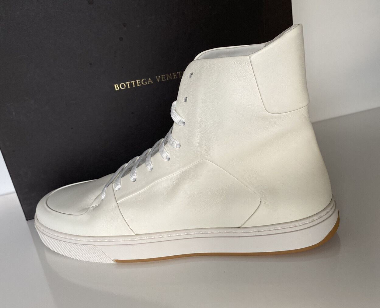 NIB $890 Bottega Veneta Speedster Leather White High-top Sneakers12 US 611143