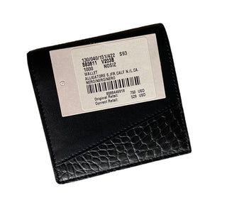 Neu mit Etikett: 750 $ Bottega Veneta Bifold-Geldbörse aus schwarzem Alligatorleder und französischem Leder 583611 