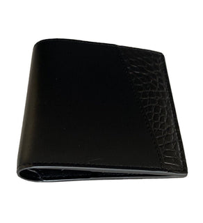 Neu mit Etikett: 750 $ Bottega Veneta Bifold-Geldbörse aus schwarzem Alligatorleder und französischem Leder 583611 