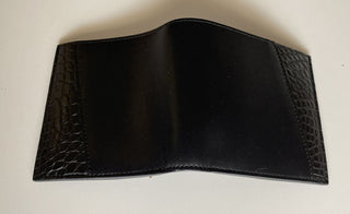 Neu mit Etikett: 750 $ Bottega Veneta Bifold-Geldbörse aus schwarzem Alligatorleder und französischem Leder 583611 