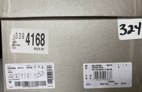 NIB $625 Giorgio Armani Braune Wildleder/Leder-Knöchelriemensandalen 10 US X2P064 IT 