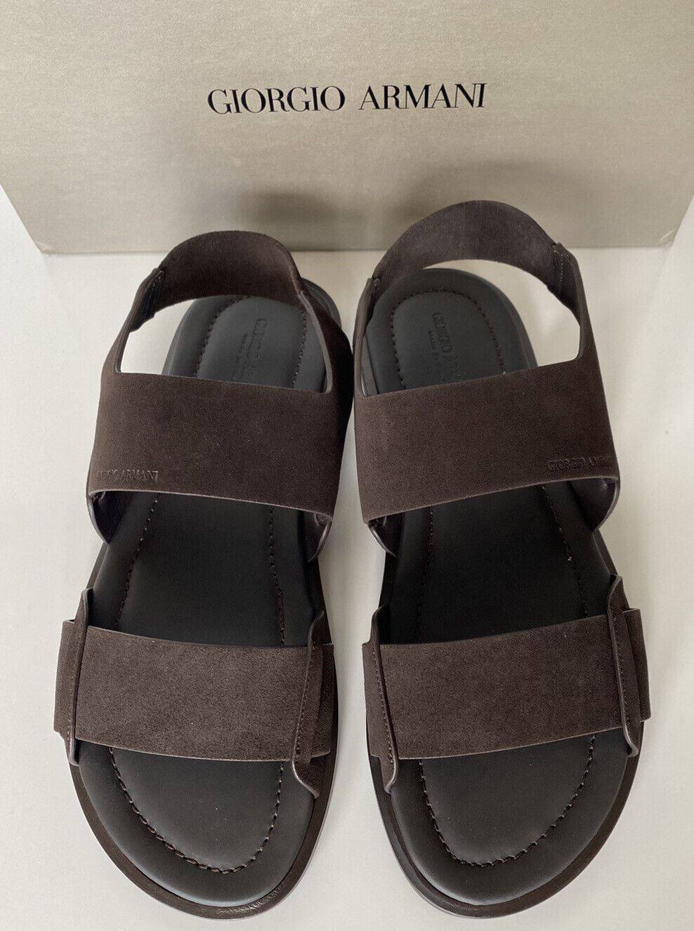 NIB $625 Giorgio Armani Brown Suede/Leather Ankle Strap Sandals 10 US X2P064 IT