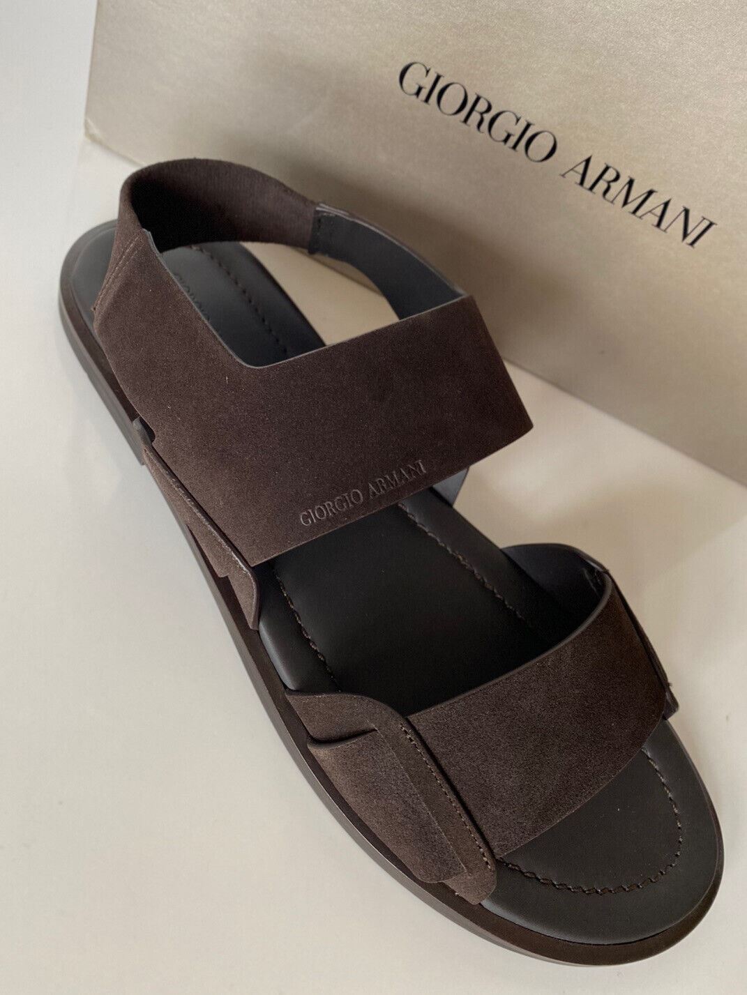 NIB 625 долларов США Giorgio Armani Коричневые замшевые/кожаные сандалии с ремешком на щиколотке 9 US X2P064 IT 