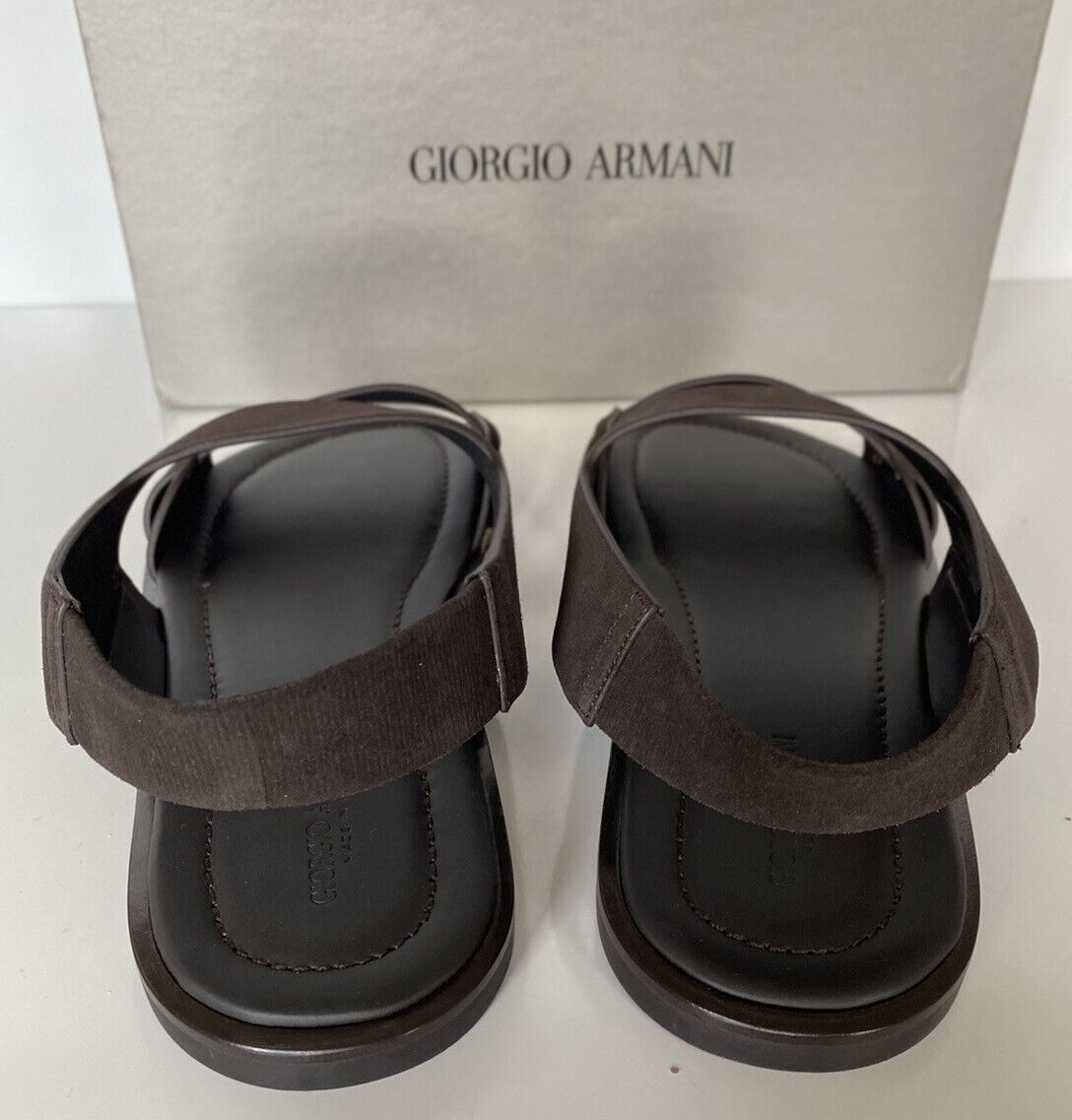 NIB $625 Giorgio Armani Brown Suede/Leather Ankle Strap Sandals 10.5 US X2P064