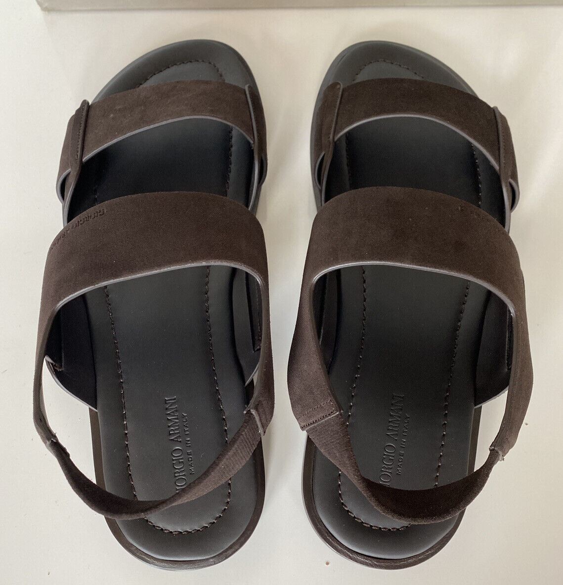 NIB $625 Giorgio Armani Brown Suede/Leather Ankle Strap Sandals 10.5 US X2P064