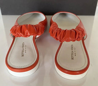 NIB $ 620 Bottega Veneta Damen-Flachpumps Rötlich-Orange Schuhe 7 US 565640 Italien 