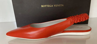 NIB $ 620 Bottega Veneta Damen-Flachpumps Rötlich-Orange Schuhe 7 US 565640 Italien 