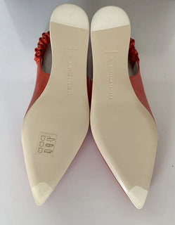 NIB 620 $ Bottega Veneta Damen-Flachpumps Rötlich-Orange Schuhe 8 US 565640 Italien 