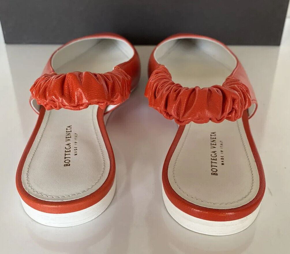 NIB $620 Bottega Veneta Women's Flat Pump Reddish Orange Shoes 9 US 565640 Italy
