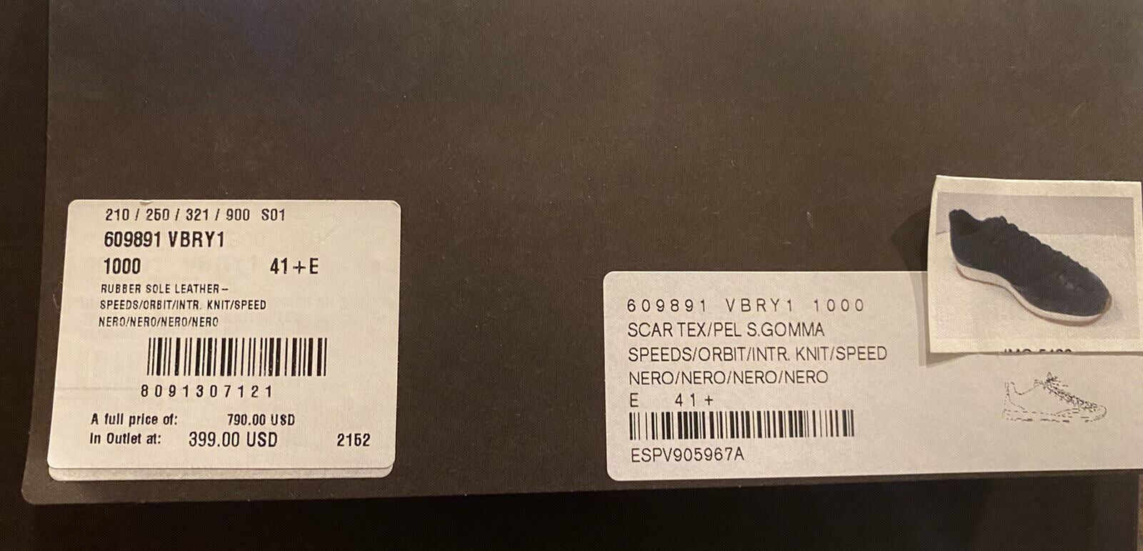 NIB 790 $ Bottega Veneta Herren Scar Tex Black Sneakers 8,5 US (41,5 Euro) 609891 