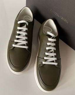 NIB $ 750 Bottega Veneta Herren Speedster Leder Kaki Sneakers 11 US 608761 
