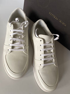 NIB $ 750 Bottega Veneta Herren Speedster Leder Weiße Turnschuhe 8,5 US 608761 IT 
