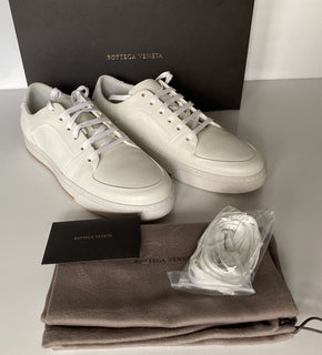 NIB $ 750 Bottega Veneta Herren Speedster Kalbsleder Weiße Turnschuhe 10 US 608761 