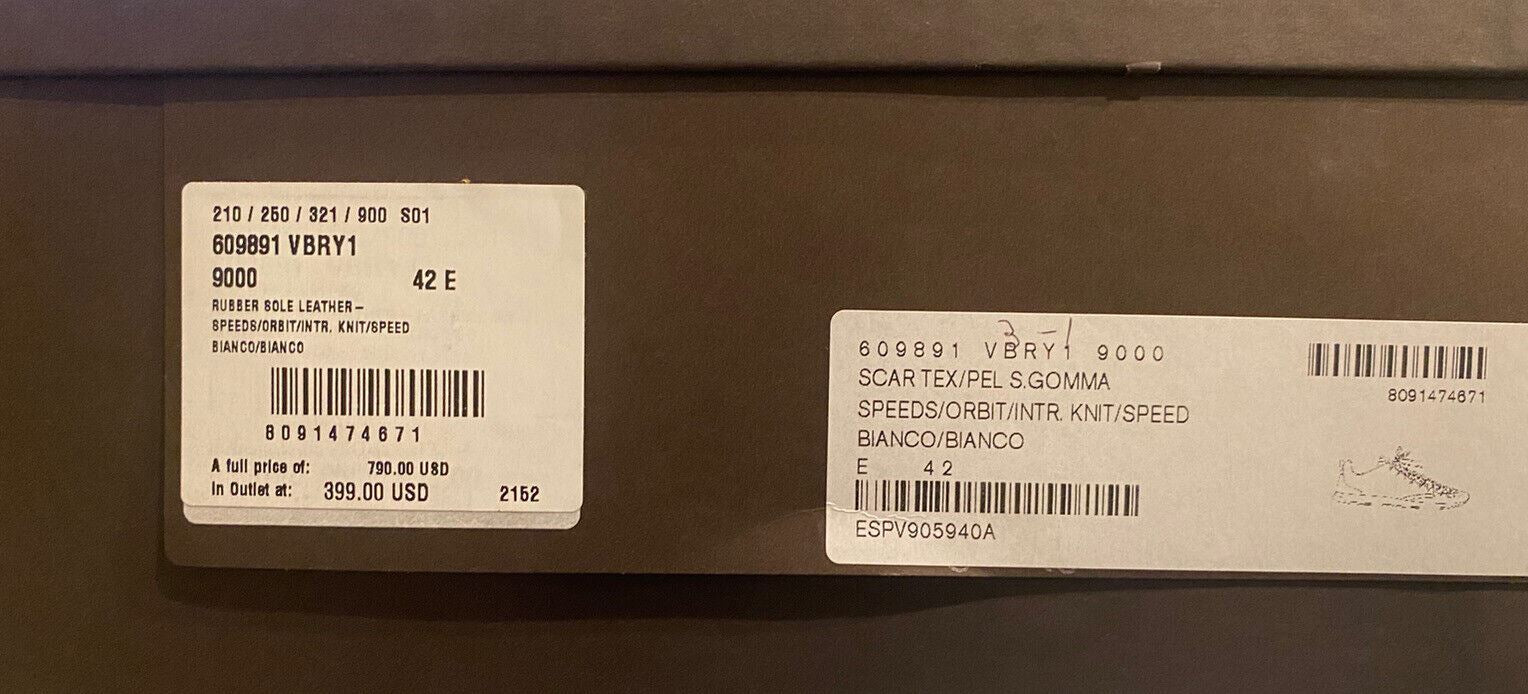 NIB $790 Bottega Veneta Men's Scar Tex White Sneakers 9 US (42 Euro) 609891