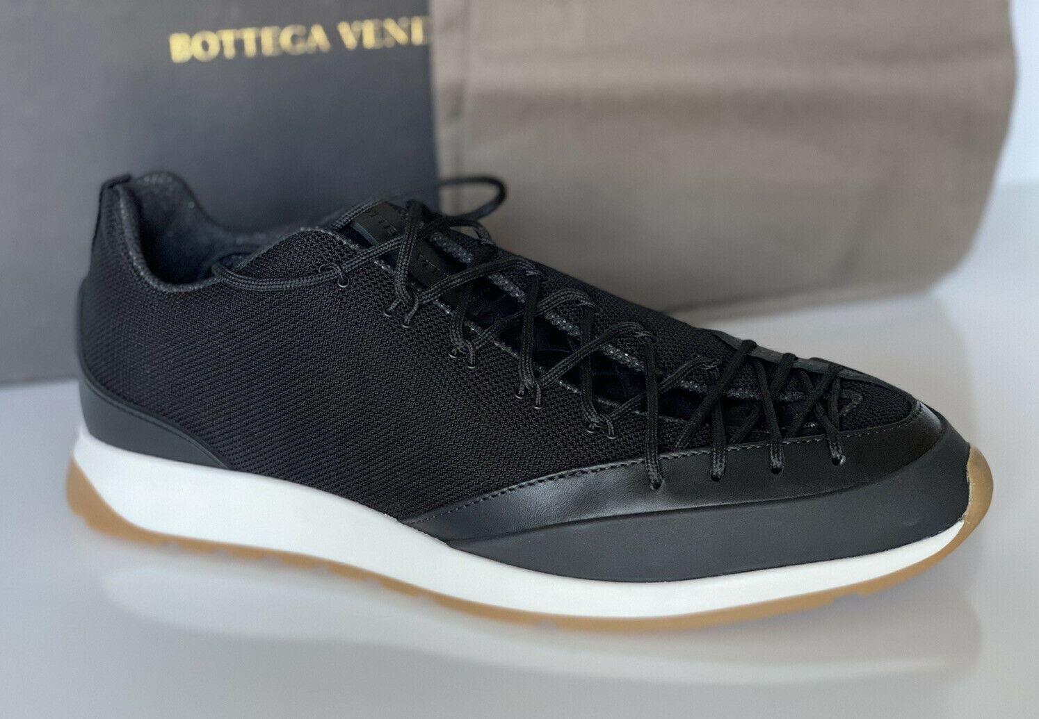 NIB 790 $ Bottega Veneta Herren Scar Tex Black Sneakers 9 US (42 Euro) 609891 