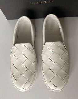 NIB $ 760 Bottega Veneta Gummisohle Kalbsleder Optic White Schuhe 10 US 578303 