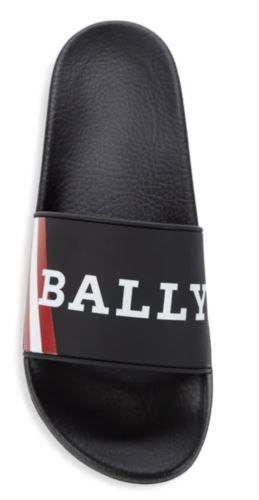 NIB $195 Bally Men's Slide Rubber Black Simon Logo Sandals 10 US 6234034