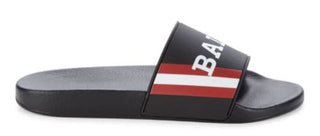 NIB $195 Bally Men's Slide Rubber Black Simon Logo Sandals 11 US 6234034