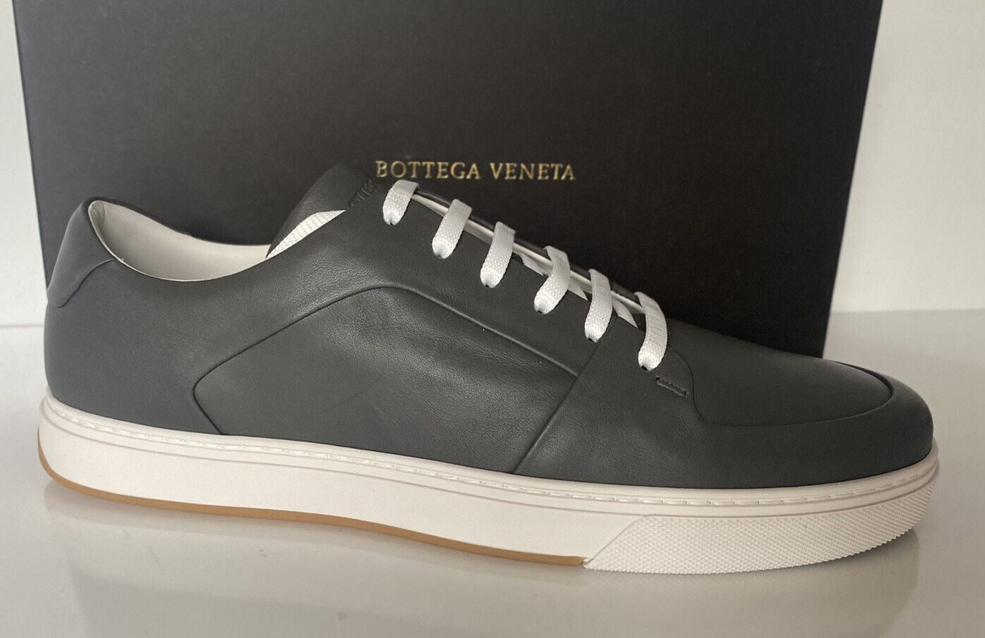 NIB $750 Bottega Veneta Men's Speedster Calf Leather Gray Sneakers 12 US 608761