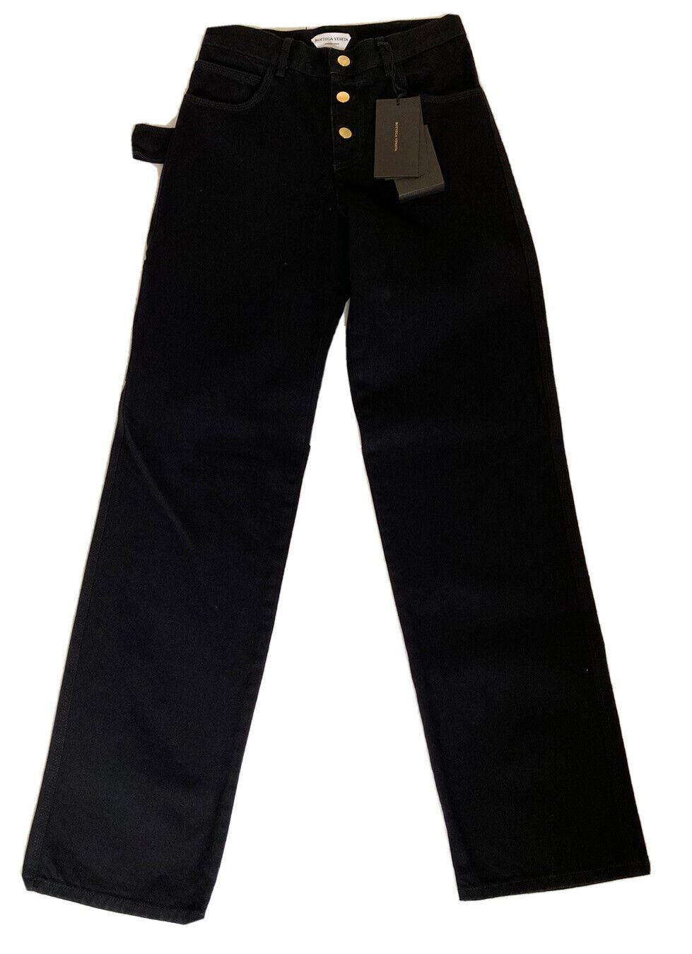 NWT $950 Bottega Veneta High-Waisted Jeans Black 0 US (36 Euro) 618452 Italy