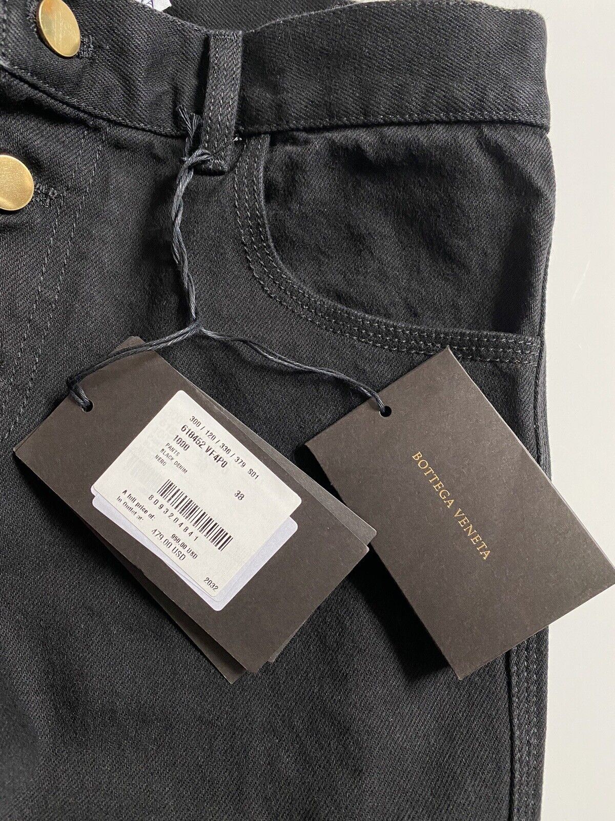 NWT $950 Bottega Veneta High-Waisted Jeans Black 2 US (38 Euro) 618452 Italy