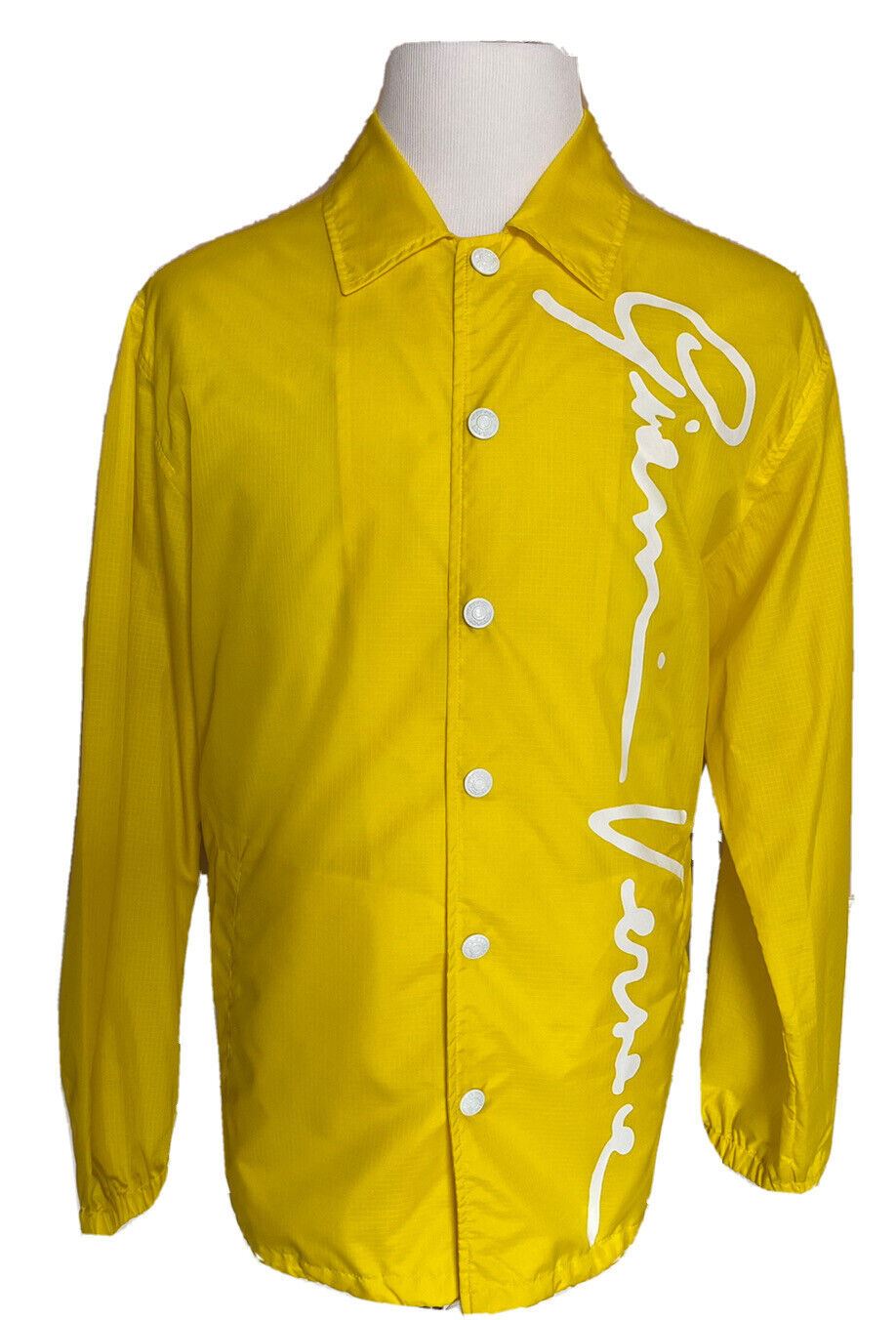 NWT $1150 Versace Men's Button Down Yellow Raincoat Jacket L (50 Euro) A85203 IT