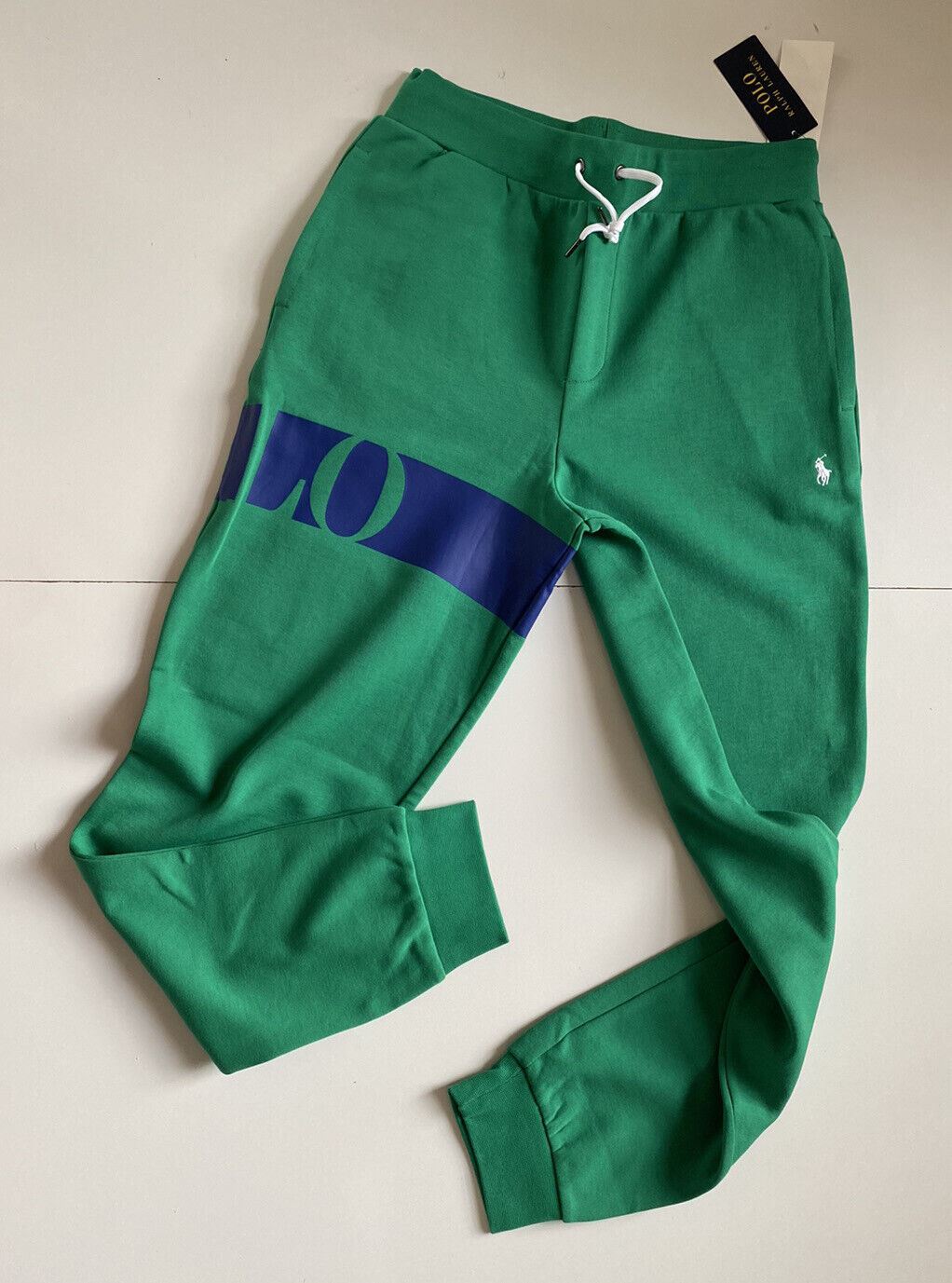 NWT Polo Ralph Lauren Boy's Large Polo Logo Green Casual Pants Medium (10-12)