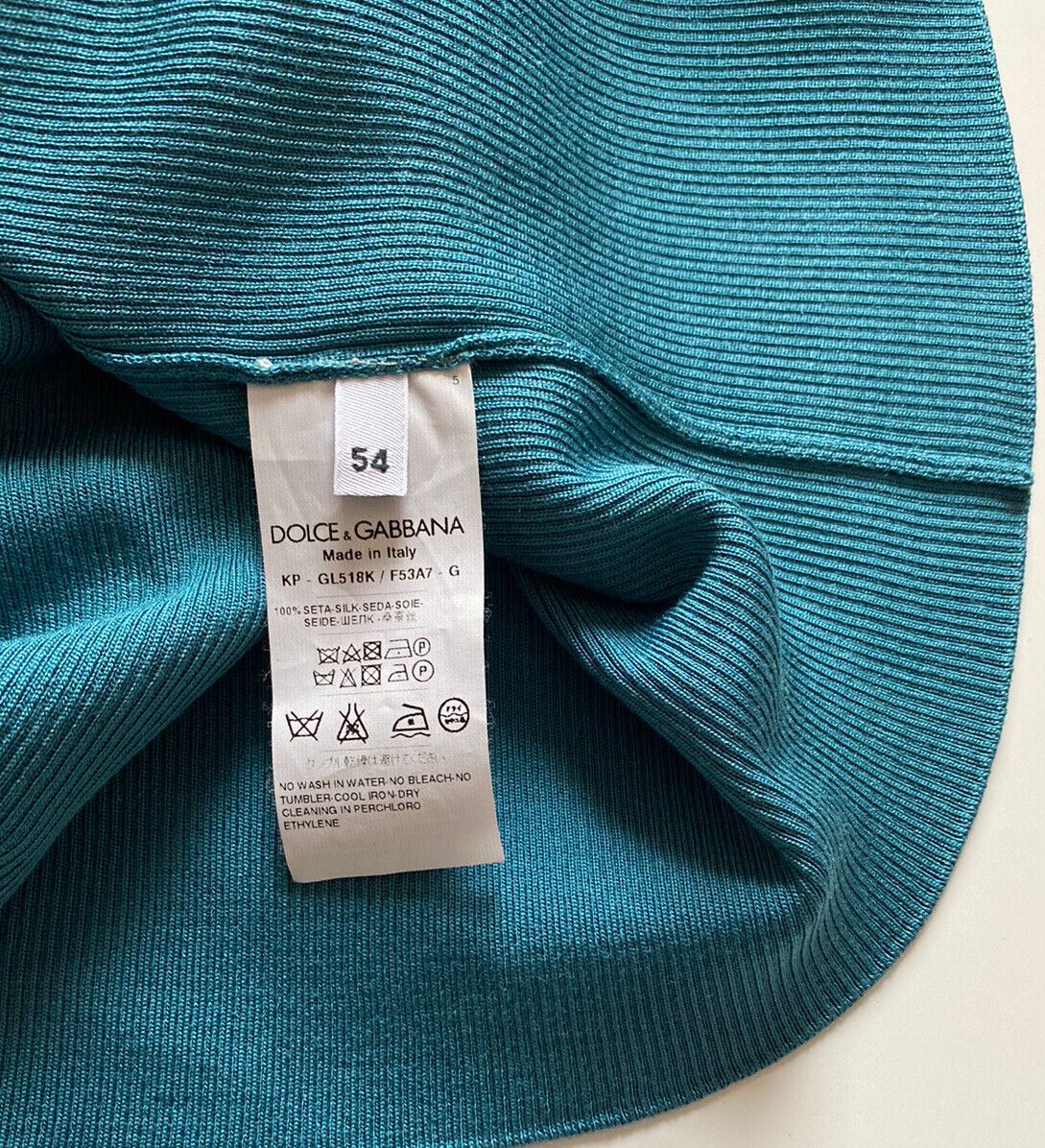 NWT 995 долларов США Dolce&amp;Gabbana Шелковая рубашка на пуговицах с короткими рукавами Бирюзовая 44 США (54 евро) Италия 