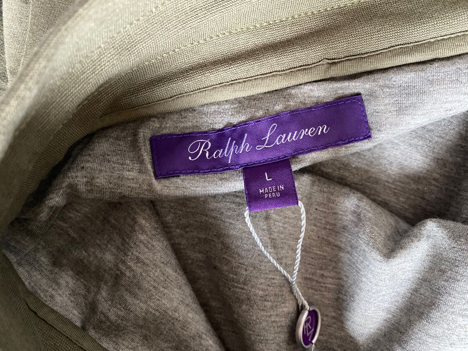 Neu mit Etikett: 350 $ Ralph Lauren Purple Label Herren-Sporthose aus weicher, olivgrüner Baumwolle, Größe L