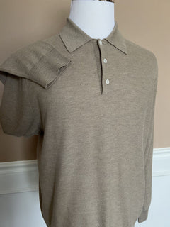 Neu mit Etikett: 995 $ Ralph Lauren Purple Label Haferflocken-Poloshirt aus Seide/Kaschmir L Italien