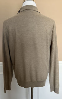 Neu mit Etikett: 995 $ Ralph Lauren Purple Label Haferflocken-Poloshirt aus Seide/Kaschmir L Italien