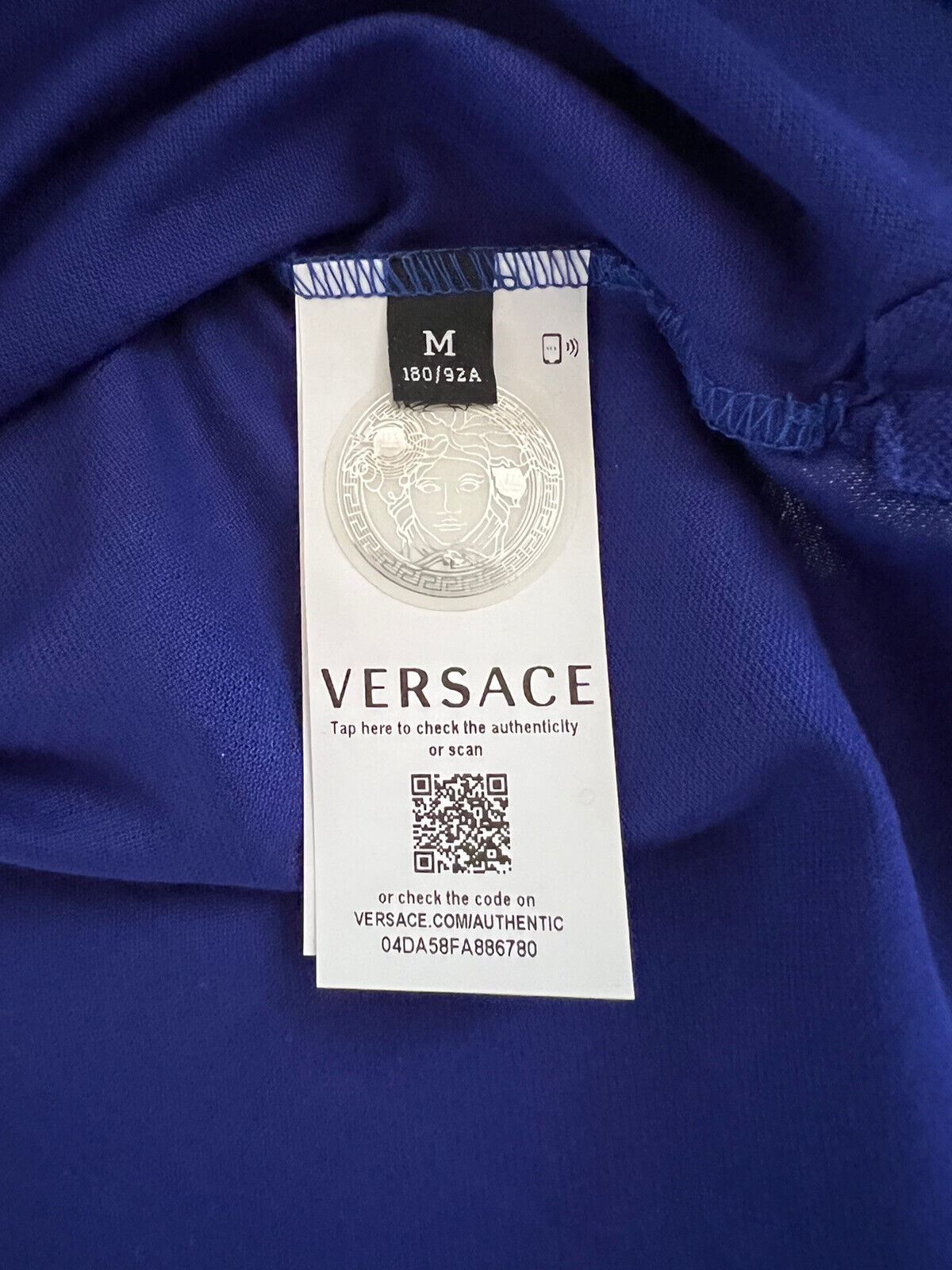 Синяя хлопковая рубашка-поло Tailor Fit Versace Medusa, размер NWT 425 долларов США, M A87427, сделано в Италии.