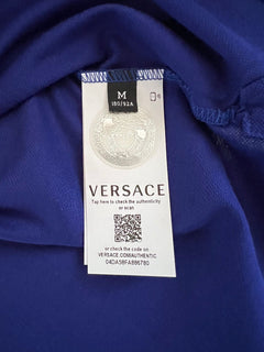 Neu mit Etikett: 425 $ Versace Medusa Blue Tailor Fit Baumwoll-Poloshirt M A87427 Hergestellt in Italien